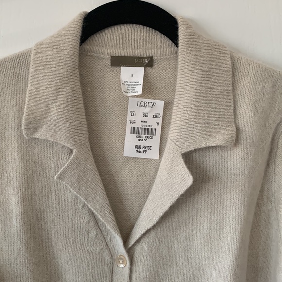 NWT J. CREW FACTORY Beige V-Neck Collared Long Sleeves Cardigan Sweater Size S - Picture 2 of 13